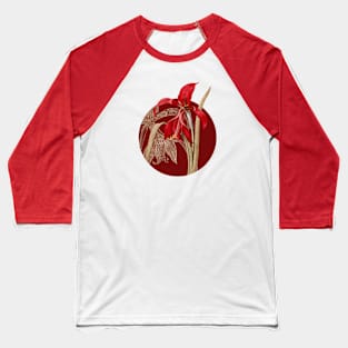 Vintage Amaryllis Botanical Illustration on Circle Baseball T-Shirt